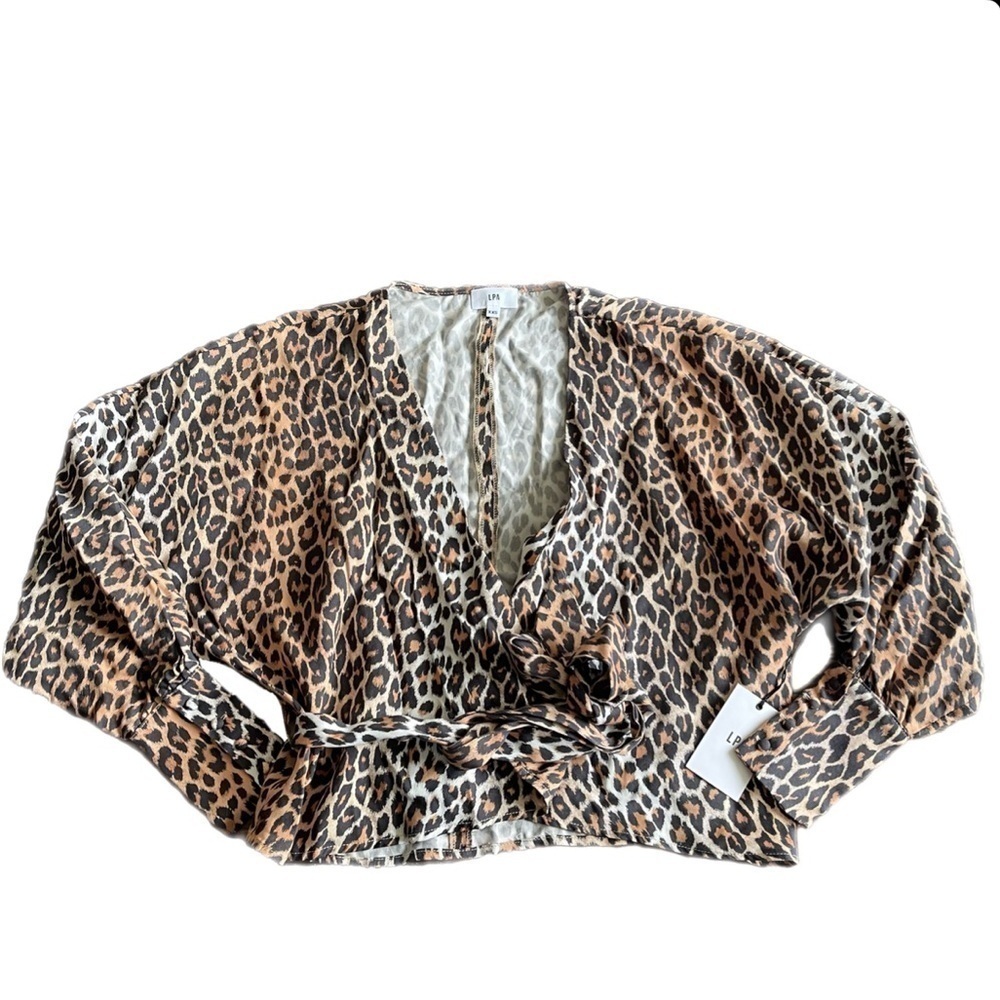 LPA Leopard Tie Blouse Size XXS